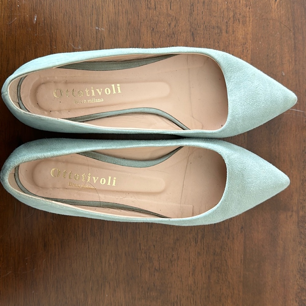 Mint green suede Ottotivoli flats